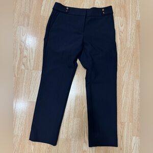 Loft Marisa trouser skinny pants navy with Gold Button Accents size 2 petite